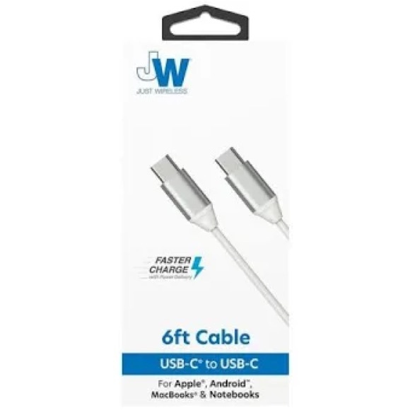 Just Wireless 6ft USB-C to USB-C High Speed Charging Cable NWT - Picture 3 of 3